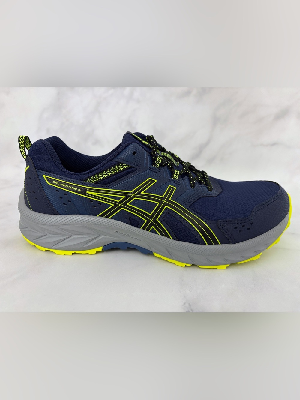 Asics Gel Venture 9 Men’s 10.5 Extra Wide (4E) Peacoat Safety Yellow NIB - Picture 4 of 11